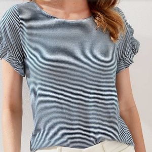 LOFT Striped Ruffle Cuff tee XS (in stores now!)